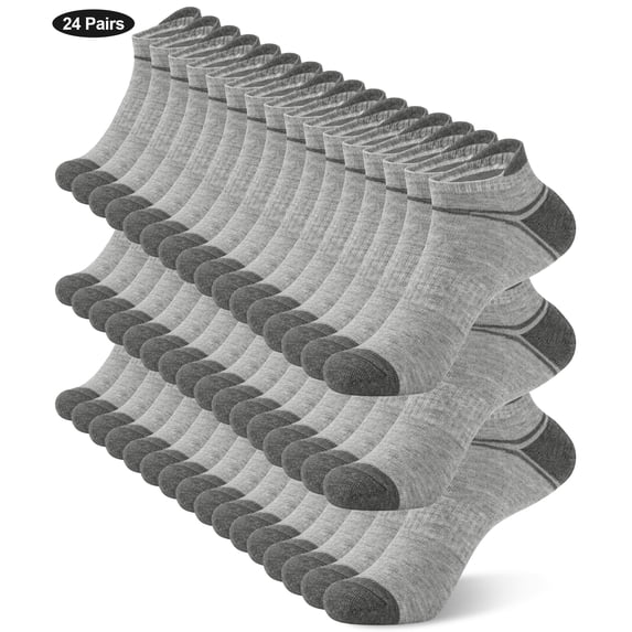 KOITHOT 24 Pairs Men Ankle Socks, Low Cut Comfortable Lightweight Running Socks for Men Size 6-9