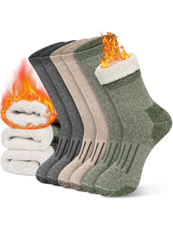 3 Pack Merino Wool Socks for Men & Women, Thermal Boot Warm Hiking Socks
