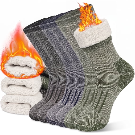 KOITHOT 3 Pack Merino Wool Socks for Men & Women, Thermal Boot Warm Hiking Socks