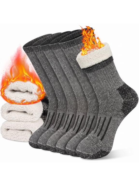 3 Pack Merino Wool Socks for Men & Women, Thermal Boot Warm Hiking Socks