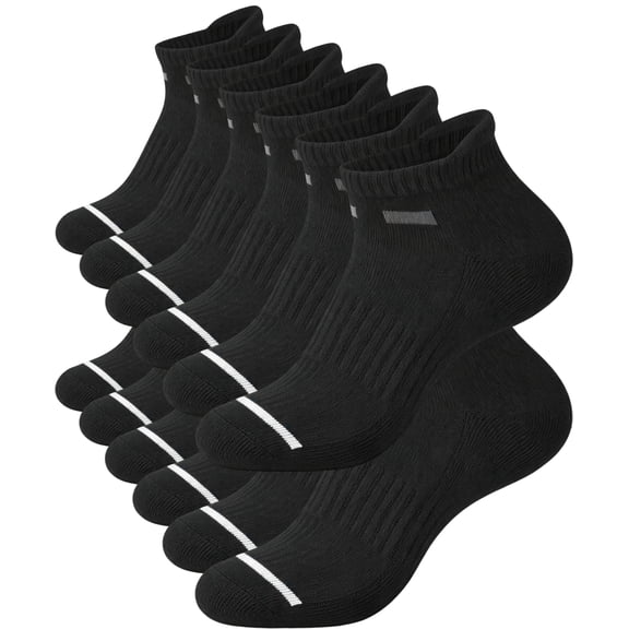 KOITHOT 6 Pairs Mens Ankle Socks Black Athletic Running Cushioned Men's Breathable Low Cut Socks