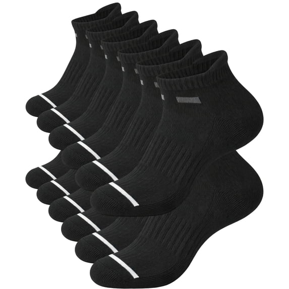 KOITHOT 6 Pairs Mens Ankle Socks Black Athletic Running Cushioned Men's Breathable Low Cut Socks