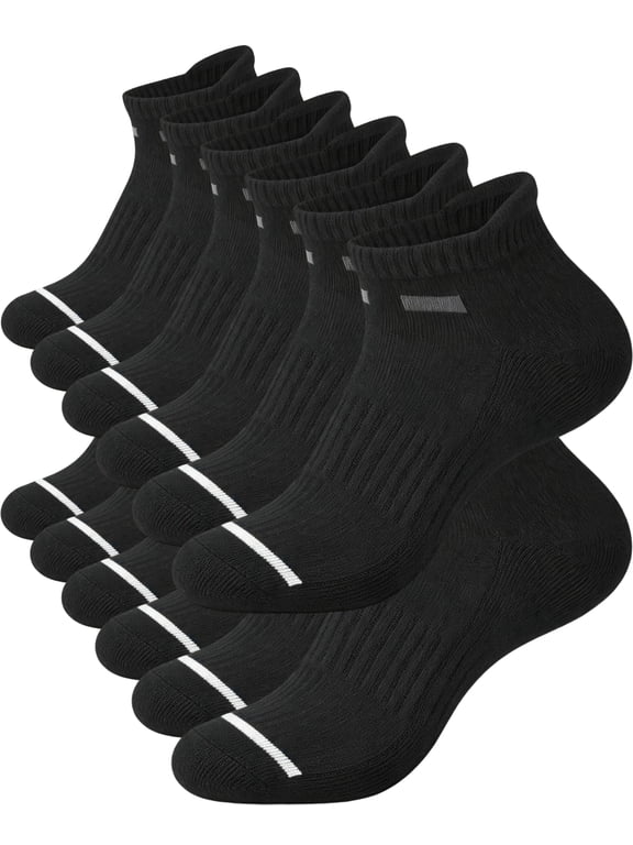 6 Pairs Mens Ankle Socks Black Athletic Running Cushioned Men's Breathable Low Cut Socks