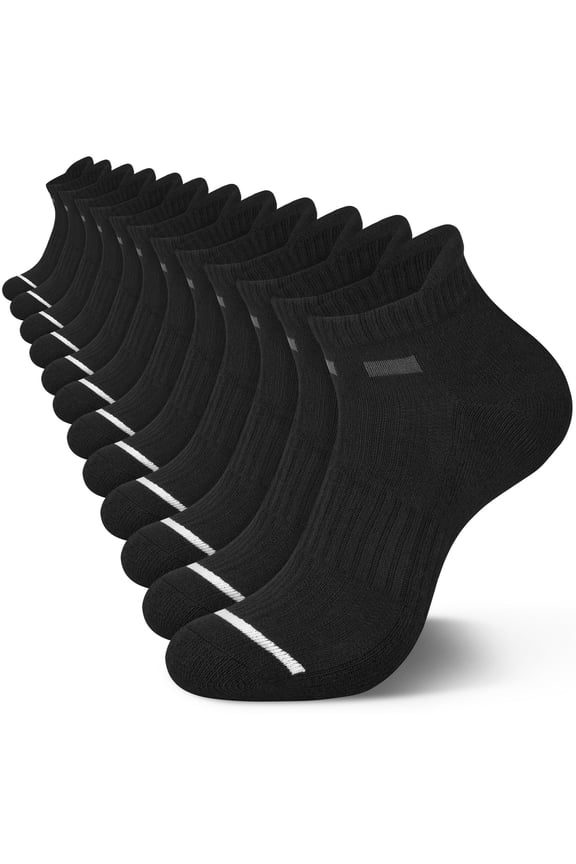 6 Pairs Mens Ankle Socks Black Athletic Running Cushioned Men's Breathable Low Cut Socks