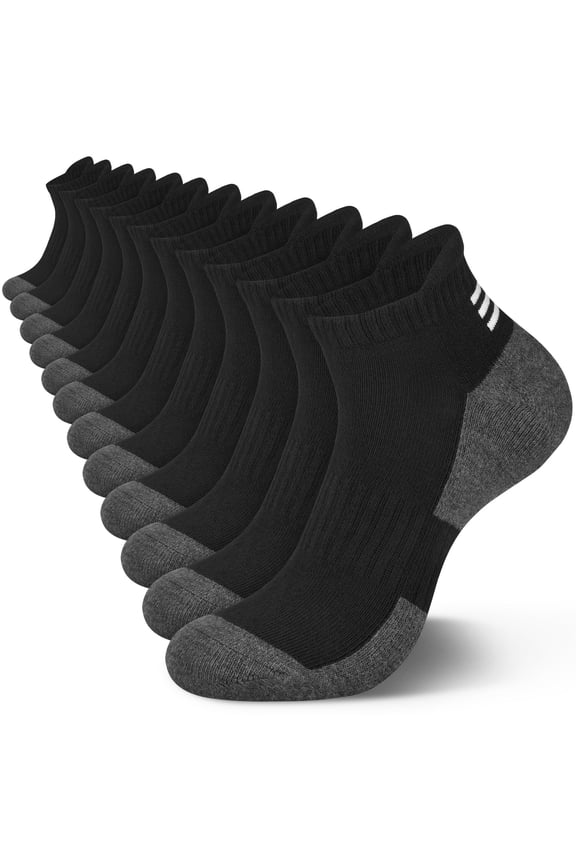 6 Pairs Mens Ankle Socks Black Athletic Running Cushioned Men's Breathable Low Cut Socks