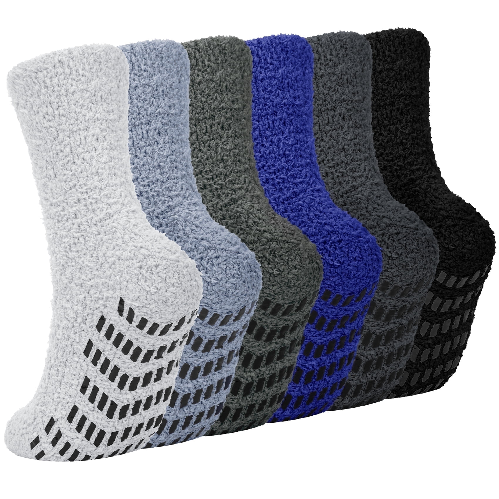 KOITHOT 6 Pack Men Fuzzy Socks Warm Winter Soft Fluffy Cozy Slipper Fleece Socks for Men ...