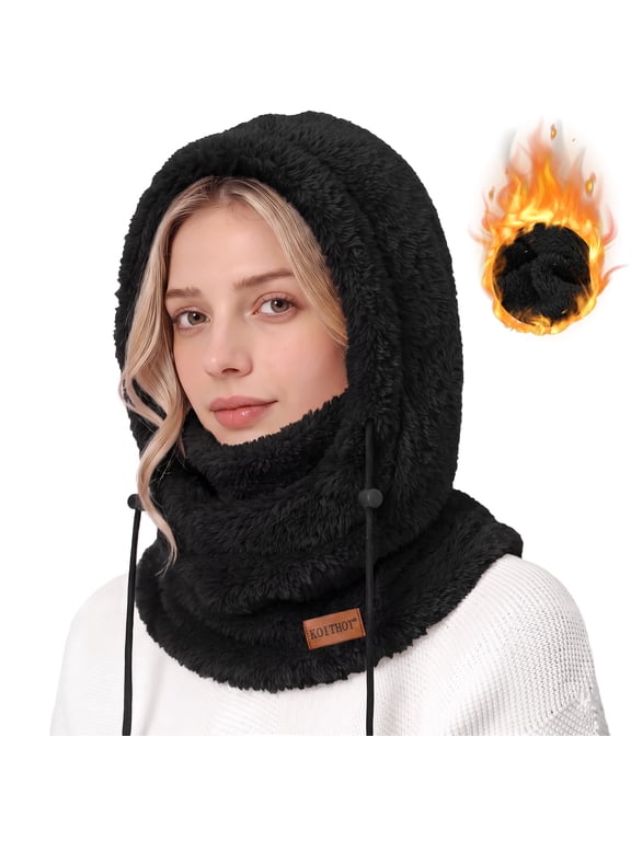 Winter Balaclava Hooded Ski Mask for Men Women, Windproof Warm Thermal Fuzzy Fleece Full Face Mask Neck Warmer, Adjustable Face Cover for Skiing Cycling Outdoor Activities