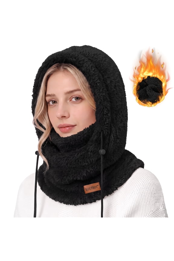 Winter Balaclava Hooded Ski Mask for Men Women, Windproof Warm Thermal Fuzzy Fleece Full Face Mask Neck Warmer, Adjustable Face Cover for Skiing Cycling Outdoor Activities