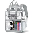 thumbnail image 1 of KOITHOT Clear Backpacks Large Heavy Duty PVC Waterproof Transparent Bookbag for School Adult Work, Gray, 1 of 6