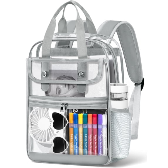 KOITHOT Clear Backpacks Large Heavy Duty PVC Waterproof Transparent Bookbag for School Adult Work, Gray