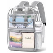 Clear Backpacks Large Heavy Duty PVC Waterproof Transparent Bookbag for School Adult Work, Gray