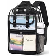 KOITHOT Clear Backpacks Large Heavy Duty PVC Waterproof Transparent Bookbag for School Adult Work, Black