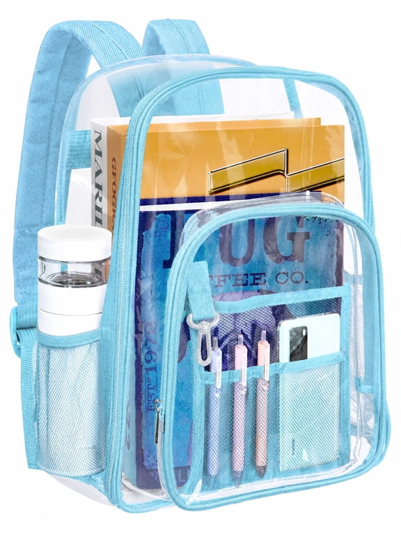 Heavy Duty Clear Backpacks Large Capacity Transparent Waterproof Backpacks for School Stadium College,Blue