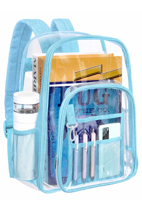 Heavy Duty Clear Backpacks Large Capacity Transparent Waterproof Backpacks for School Stadium College,Blue