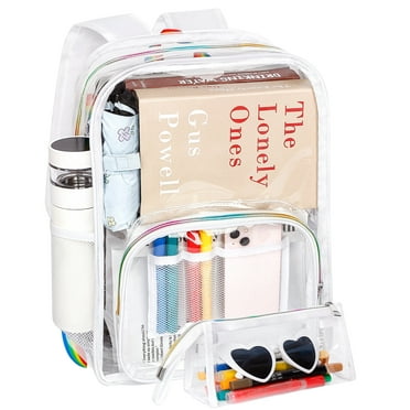 KOITHOT Clear Backpacks Heavy Duty Large Capacity Transparent Waterproof Bookbags with Matching Pouch for School Stadium College