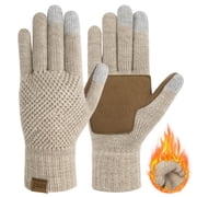Winter Women Touchscreen Leather-Palm Gloves, Elegant Warm Touchscreen Gloves for Women Gift Set