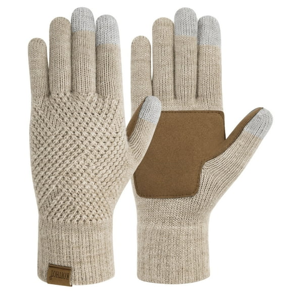 KOITHOT Winter Women Touchscreen Leather-Palm Gloves, Elegant Warm Touchscreen Gloves for Women Gift Set
