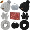 thumbnail image 1 of KOITHOT 8 Pcs Winter Beanie Hat Neck Warmer Ear Muffs Gloves Set with Gift Box for Women Black and Light Gray, 1 of 7