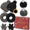 thumbnail image 1 of KOITHOT 8 Pcs Winter Beanie Hat Neck Warmer Ear Muffs Gloves Set with Gift Box for Women Black and Dark Gray, 1 of 7