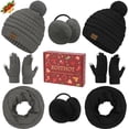thumbnail image 1 of KOITHOT 8 Pcs Winter Beanie Hat Neck Warmer Ear Muffs Gloves Set with Gift Box for Women Black and Dark Gray, 1 of 7
