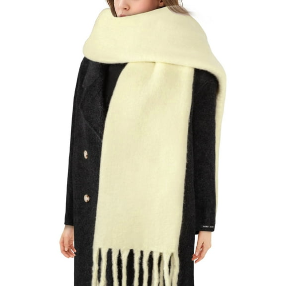 KOITHOT Winter Womens Scarf, Big Coloured Checked Soft Thick Warm Scarves Beige