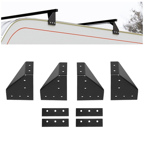 KOJEM 2 Pair Roof Rack Brackets Trailer Roof Rack Accessories 300 Lbs Compatible with Most Trail RV Campers Teardops Utility Powder Coated Steel Black