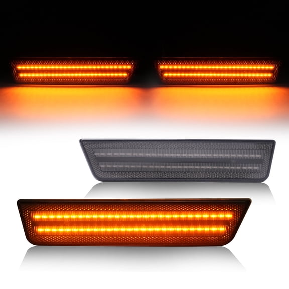 KOJEM 2x Front Yellow Marker Light for 2008-2014 Dodge Challenger Smoke Side Led Lens