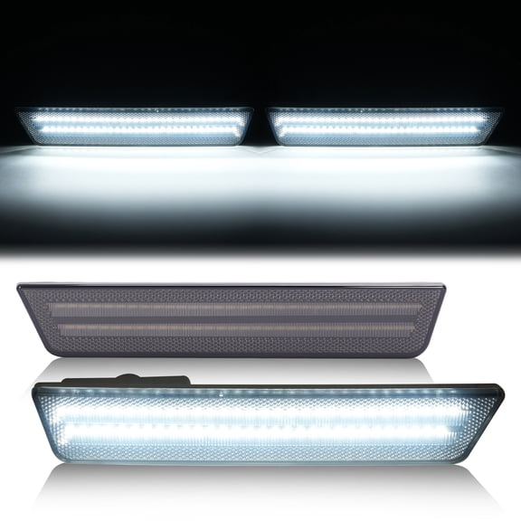 KOJEM 2x Rear WHite Marker Light for 2008-2014 Dodge Challenger Smoke Side Led Lens