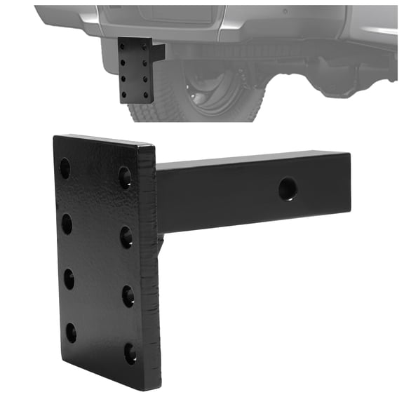 KOJEM 3 Position Pintle Hitch Mount Plate Adjustable Steel for 2" Hitch Reciever 20,000 lbs 9" Length Pintle Hook Hitch Mounting Plate Towing Accessories for Truck Universal Powder Coated