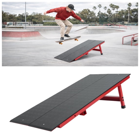 KOJEM 39.53 In Skate Grind Rail Portable Skateboard Rail for Grinding Ideal for Skateboarders BMX Scooters & More 300lbs Powder-Coated Steel Red Black