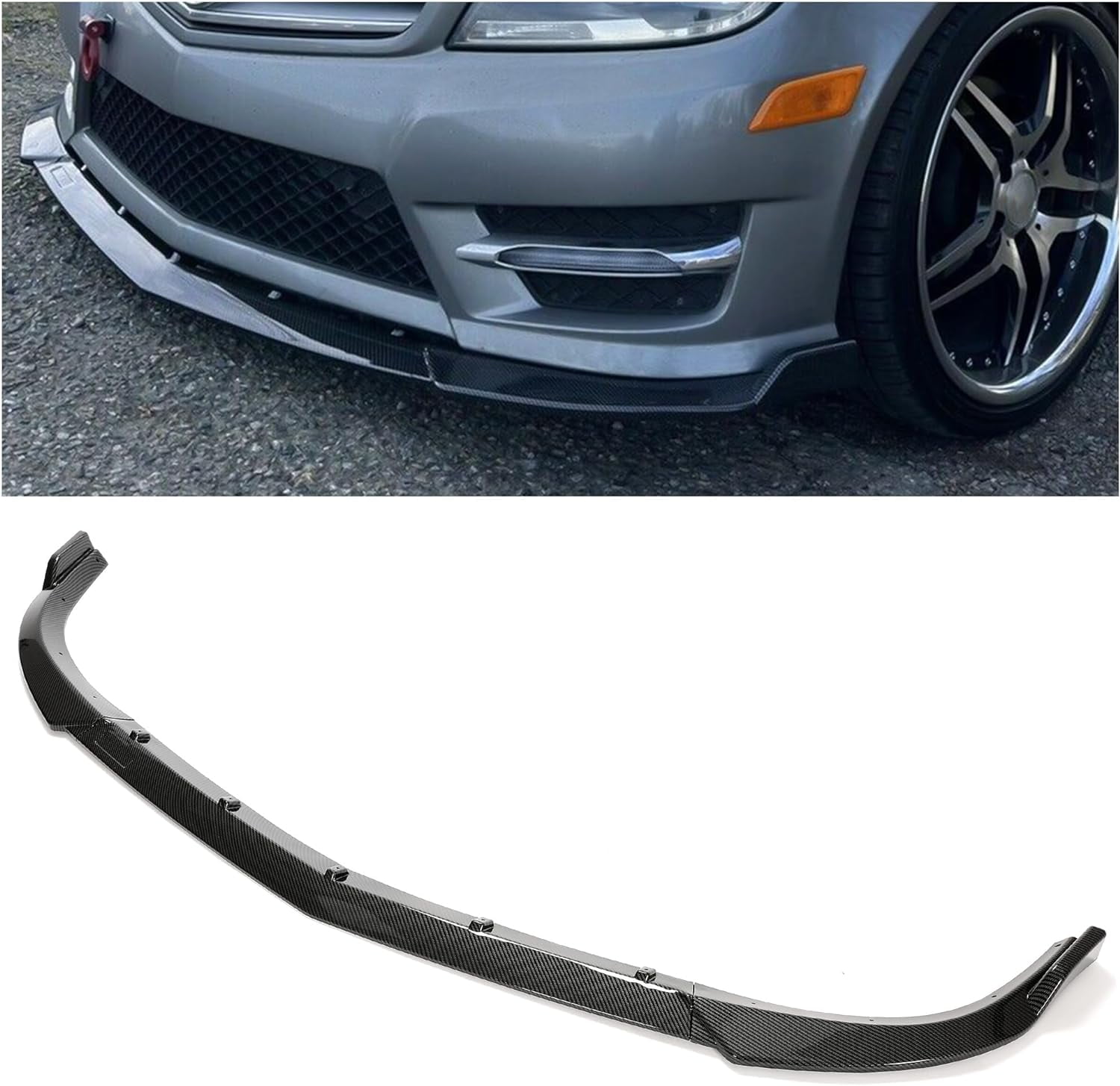 Front Bumper Lip Spoiler Splitter Body Kit For Mercedes For Benz W204 C180 C200 C250 C300 C350 2008 2014 Glossy Black I3204296334