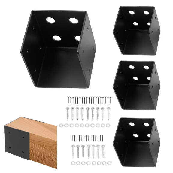 KOJEM 4 PCS Heavy Duty Pergola Wall Mount Bracket For 4x4/4x6 Posts Patio Corner Brace