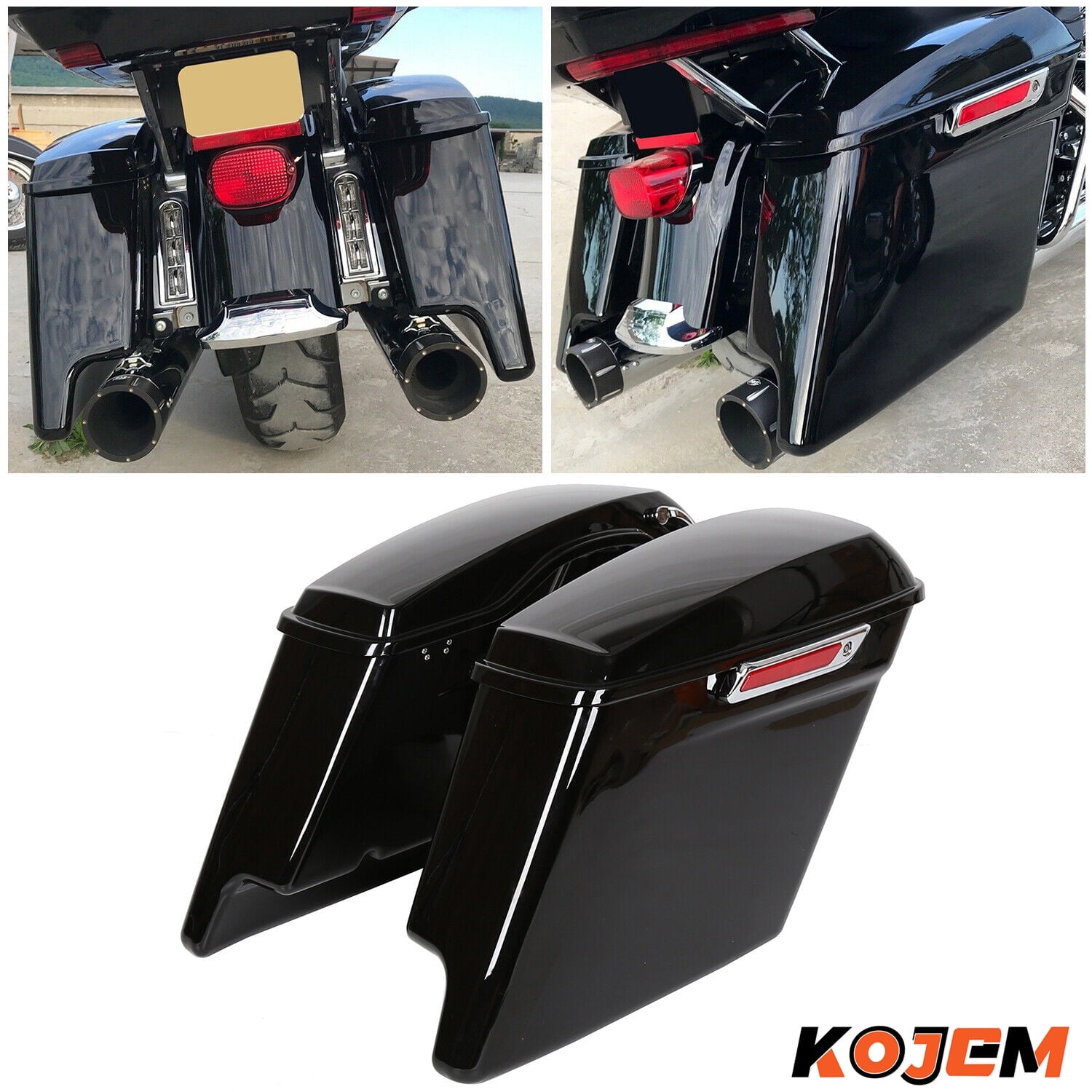 Aazon.co: XT-OTO 5 Inch atte Black Stretched Extended Hard Saddlebags fits for Harley