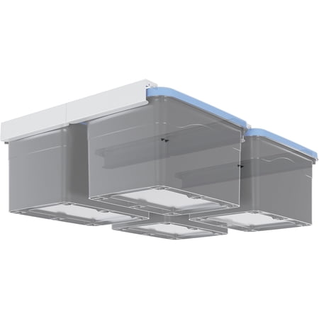 KOJEM 8pcs Overhead Garage Storage Rack Connectable Single Rail Steel Ceiling Rails for Bin Organization System Holds Up to 4 Bins 4 Sets White Heavy Duty