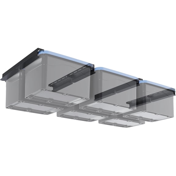 KOJEM 8pcs Overhead Garage Storage Rack Connectable Single Rail Steel Ceiling Rails for Bin Organization System Holds Up to 4 Bins 6 Sets Black Heavy Duty