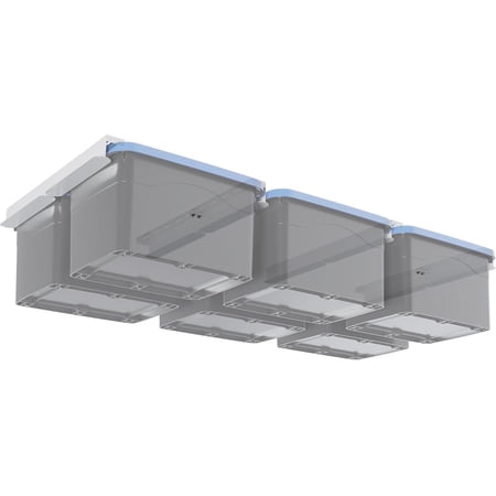 KOJEM 8pcs Overhead Garage Storage Rack Connectable Single Rail Steel Ceiling Rails for Bin Organization System Holds Up to 6 Bins 4 Sets White Heavy Duty