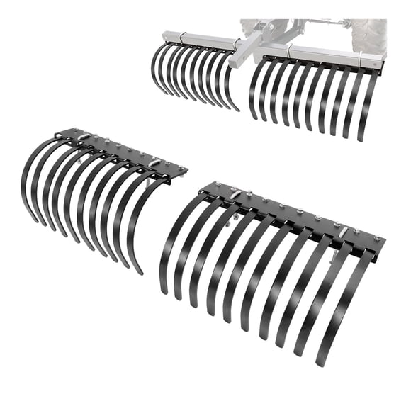KOJEM ATV/UTV Landscape Rake Implement for Removal of Rock, Grass Clumps and Debris Prep for Seeding Cultivate Maintain Land Heavy Duty Rock Rake Manual Implement Lift Powder Coated Steel