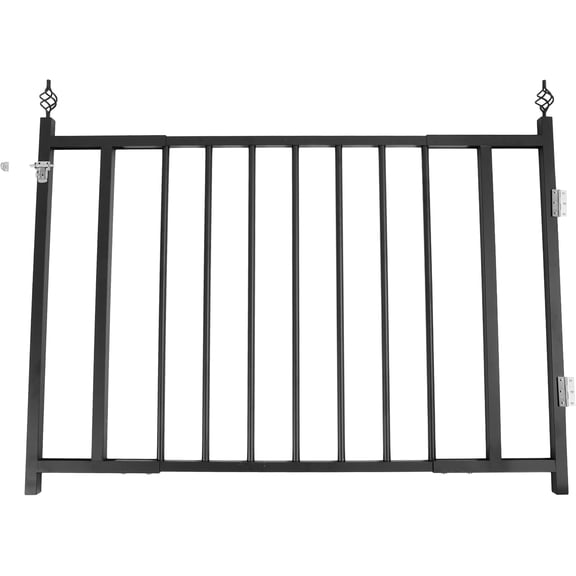 KOJEM Adjustable Deck Gate Outdoor Heavy Duty Steel Fence Gate with Self-Closing Hinge, Matte Black Metal Deck Gate for Patio, Yard, Garden, Stairs, Painted