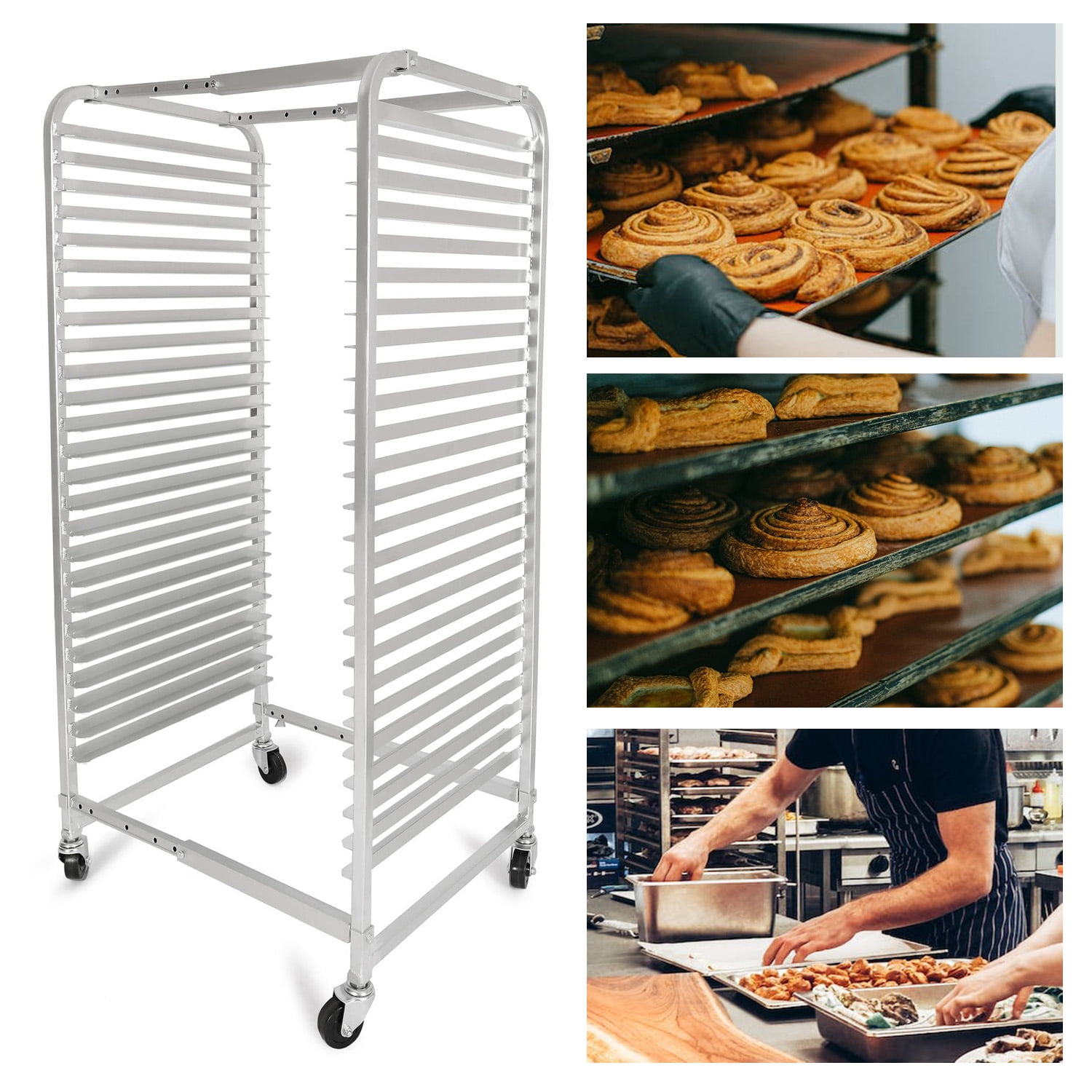 KOJEM Bakery Rack Aluminum 25Tier Bakery Cooling Rack with Lockable