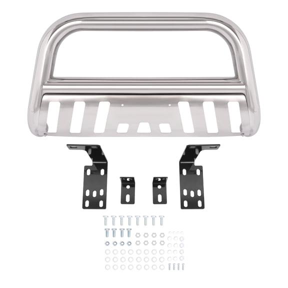 KOJEM Bull Bar Push Bumper, Fit for 2002-2009 DODGE RAM 1500/2500/3500 Truck Silvery Polishing Bull Bar Push Bumper Grill Guard