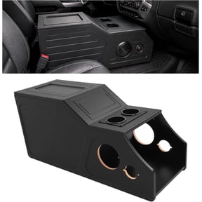 KOJEM Center Console Subwoofer Box Compatible with 2014-2018 GM Trucks Crew Cab - Black MDF Plastic ABS