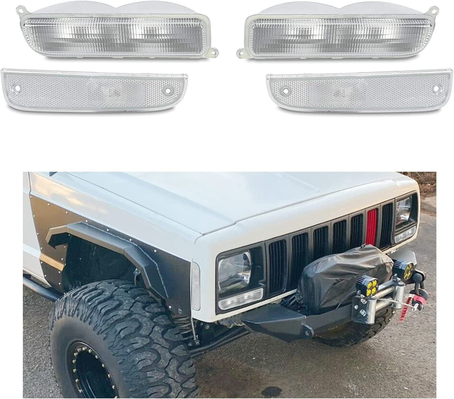 KOJEM Corner Lights+Signal Lights for 19972001 1998 1999 2000 Jeep Cherokee XJ Chassis Only