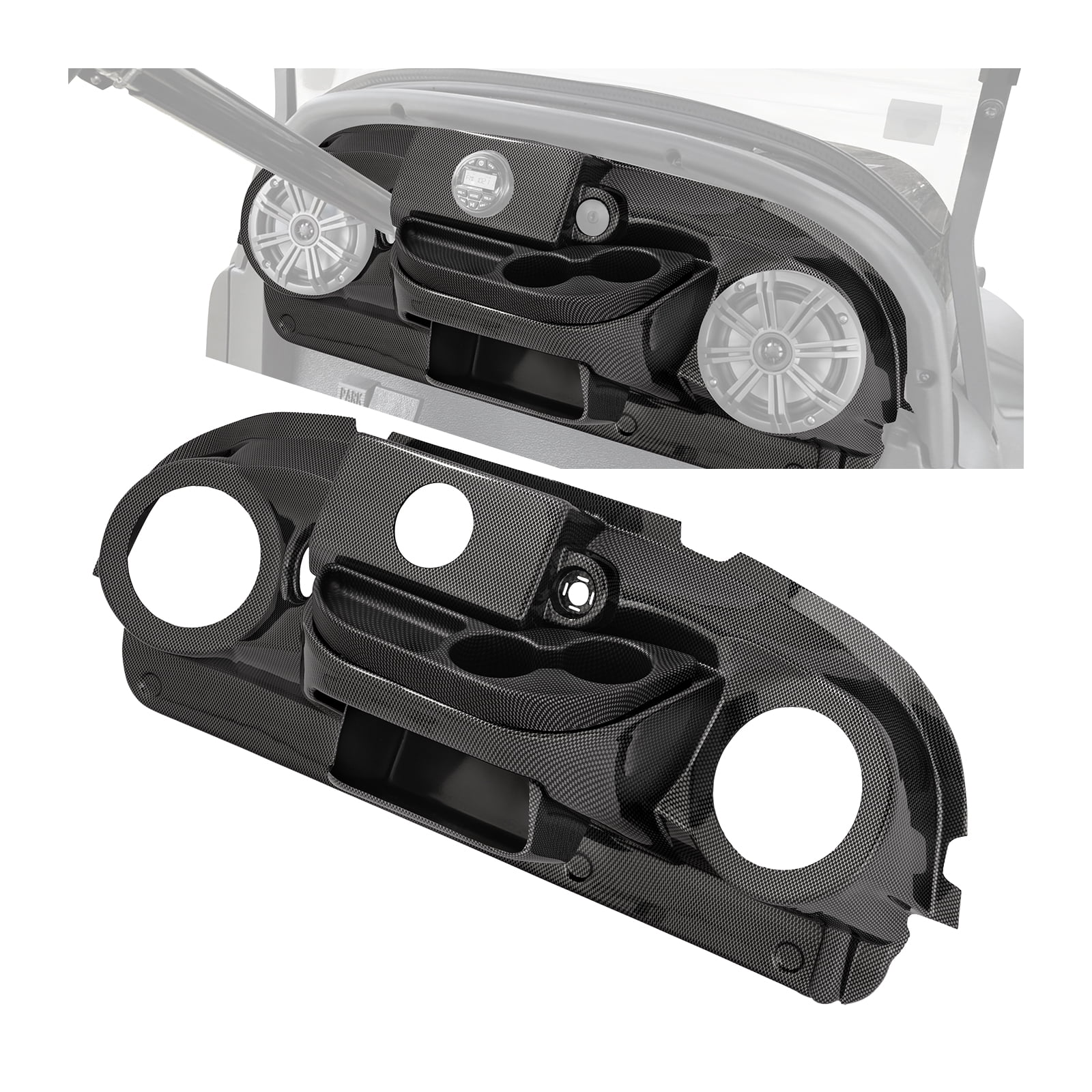KOJEM Dash Board Cover Compatible with Club Car Precedent Golf Cart Radio Dash Round Cut Dash Carbon Fiber ABS