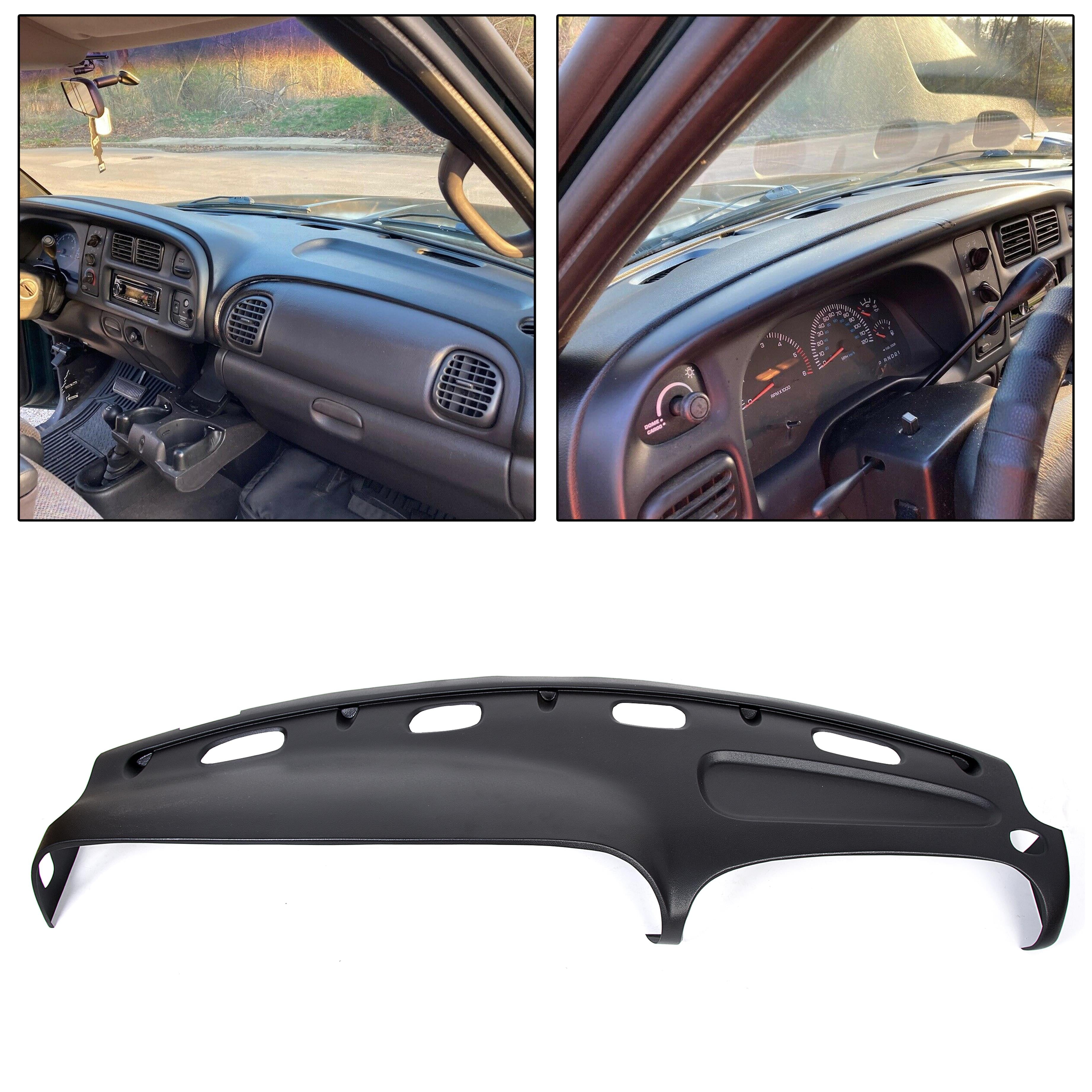 KOJEM Dashboard Cover Fit for 1998 2002 Dodge Ram 1500 2500 3500 Dash Cap Overlay Pad Cover 1999 2000 2001 Black NOT A REPLACMENT