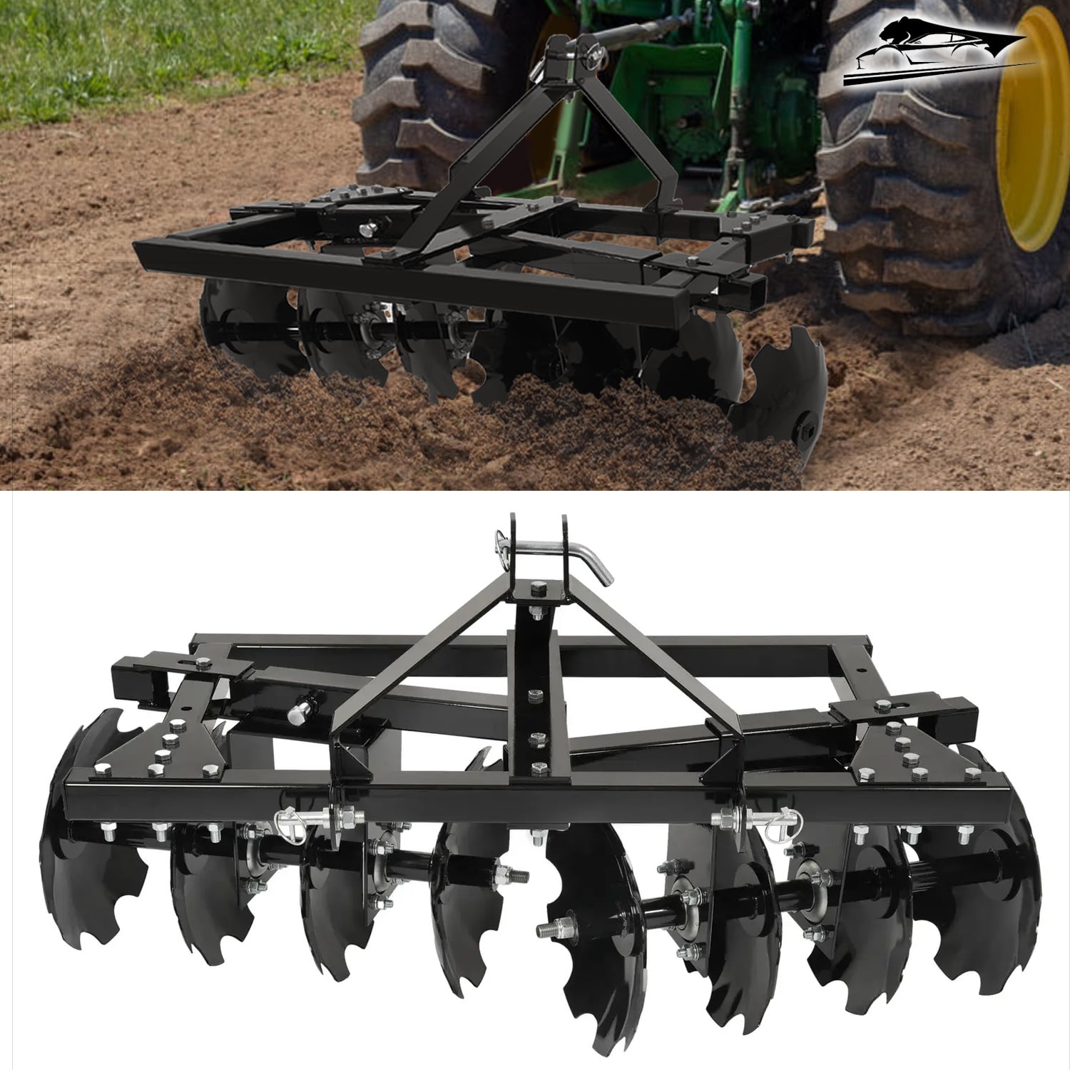 Disc cultivator for infaltable lawn tractor