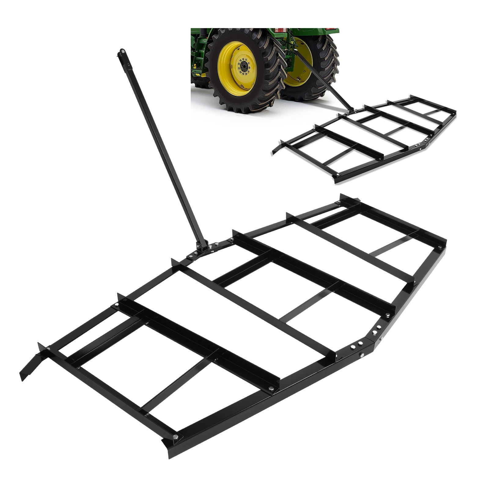 KOJEM Drag Harrow Compatible with ATV UTV Utility Tractors Garden Lawn Tractors 50 lbs Tow Behind Driveway Grader Black Steel Powder Coated
