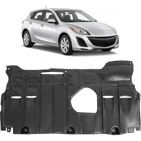 KOJEM Engine Splash Shield Compatible with 2010-2012 Mazda 3 GS Replacement for BBM456110C Black Plastic PE