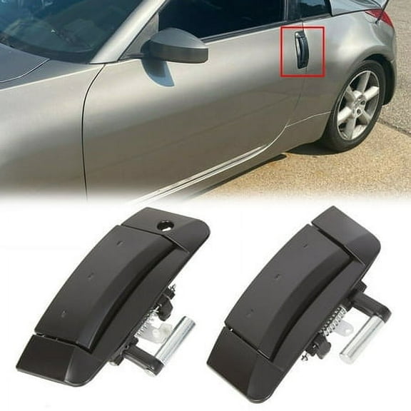 KOJEM Exterior Door Handles for 2003-2009 Nissan 350Z Replacement for 80607-CD41E 80607-CD41D 80606-CD01E 80606-CD01D Black Outside Outer Door Handles (Left Driver&Right Passenger Side)