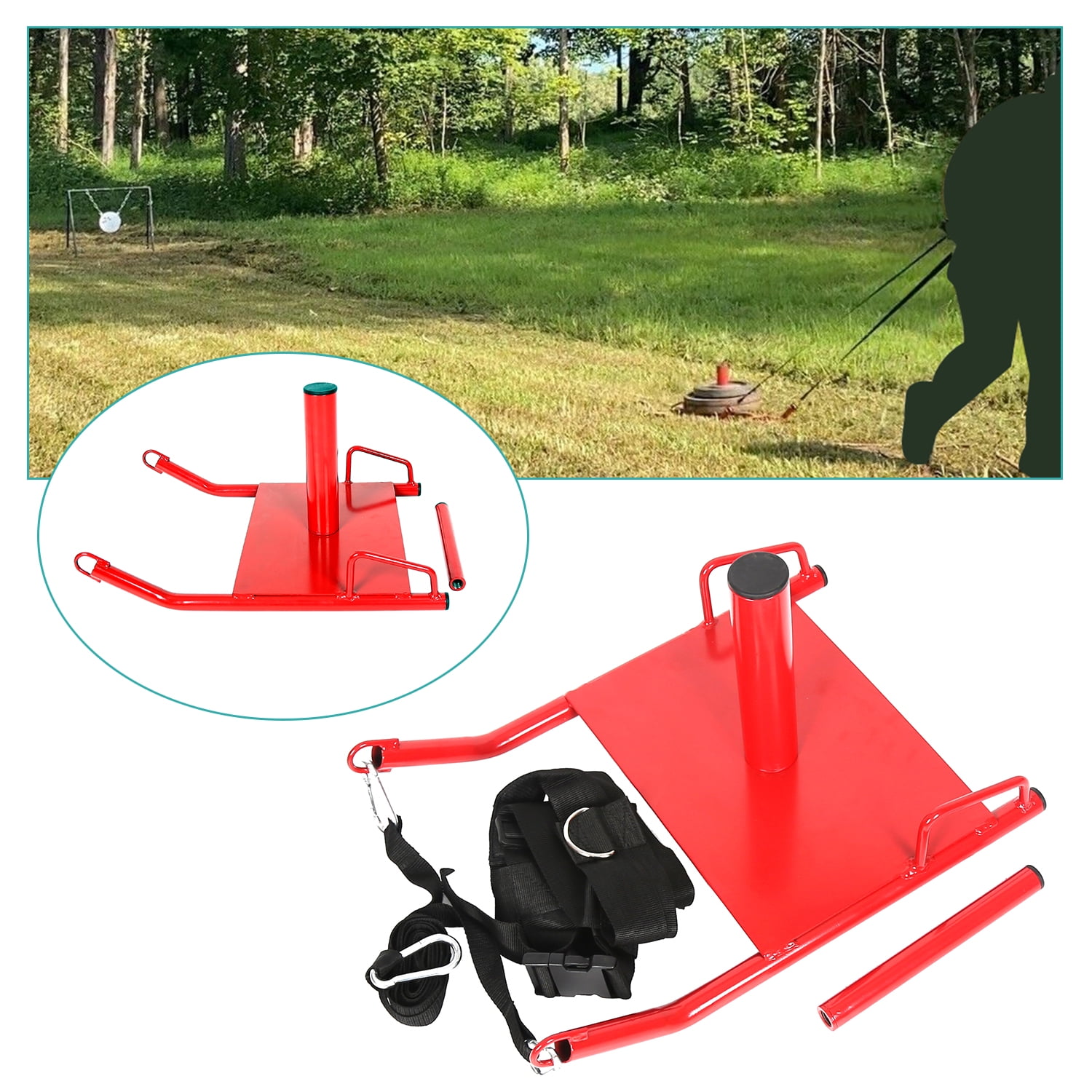 KOJEM Fitness Sled Training Sled Padded Harness Trading Power Running Speed Sled Weighted Drag