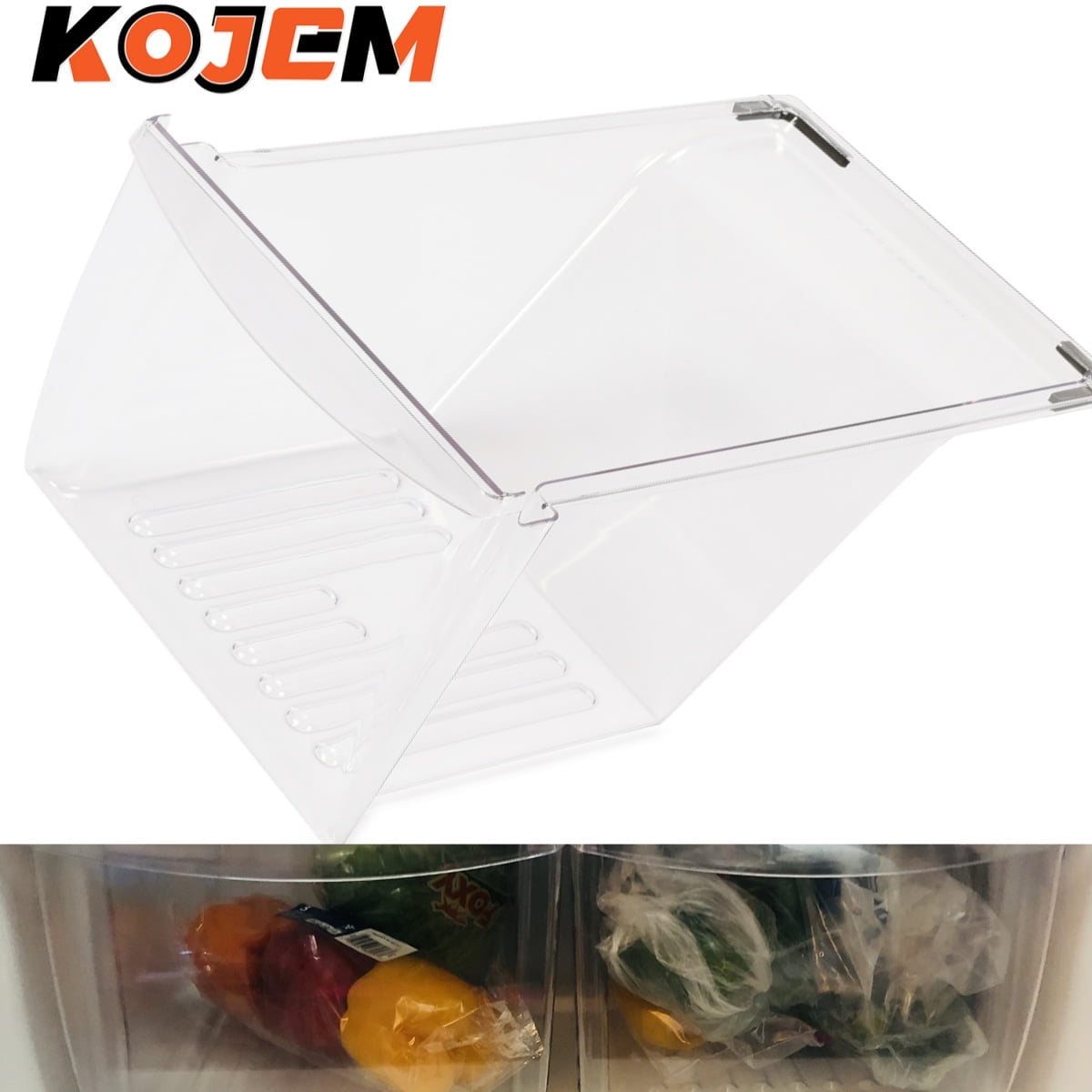 KOJEM Frigidaire Crisper Drawer Pan Bin Replacement, Refrigerator 240337103 AP2115849 891037 PS429854, Plastic